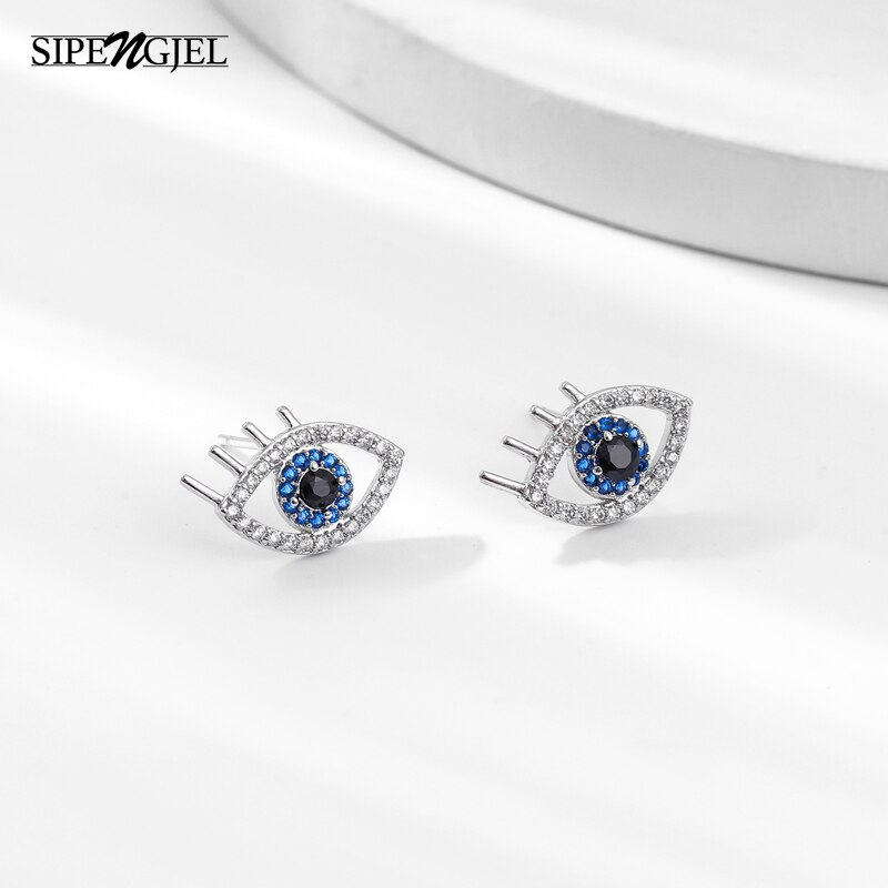 SIPENGJEL Mosaik kubisch Zirkon Blau Auge Ohrringe Gute auge Zucht Ohrringe Für Woemn Hochzeit Schmuck