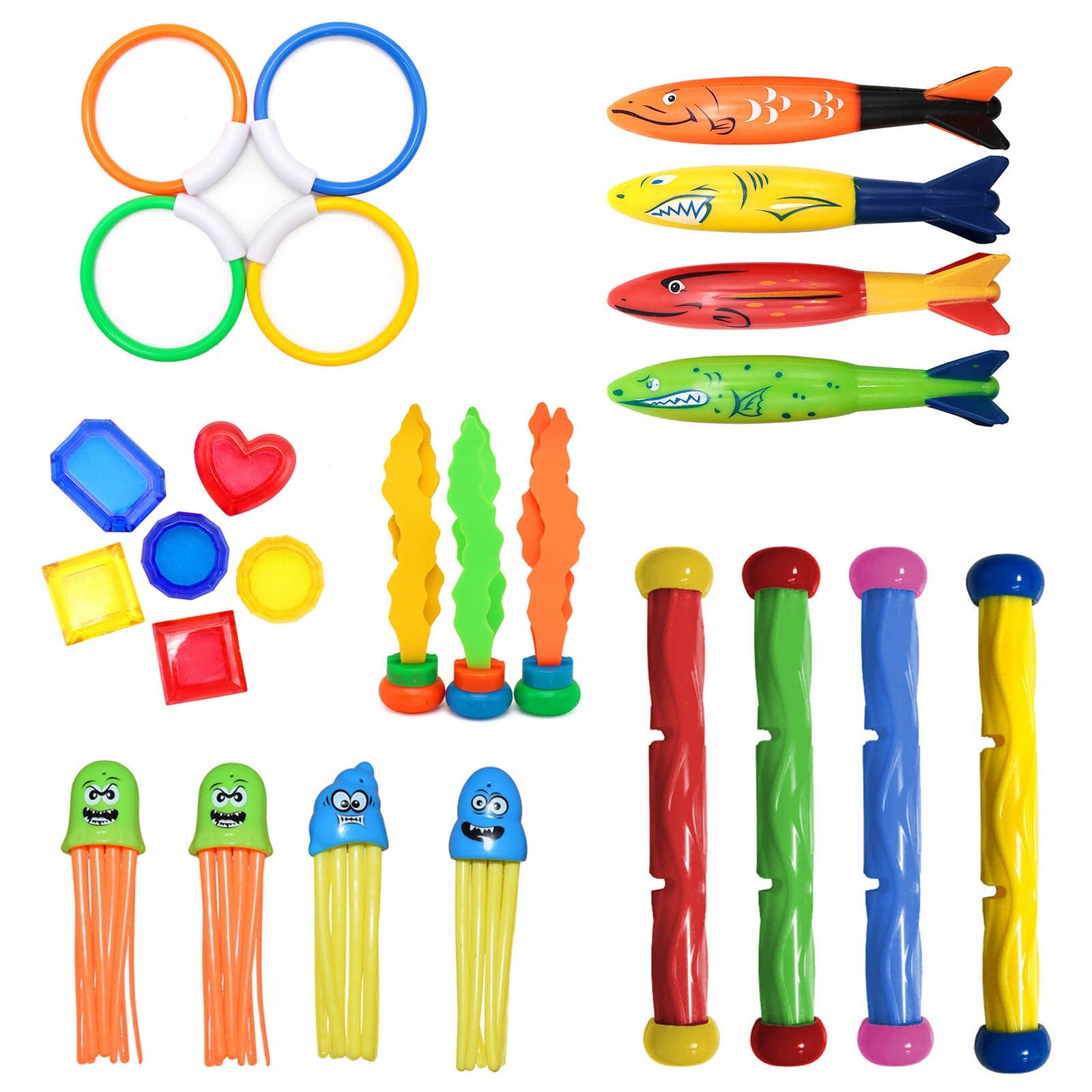 Set di giocattoli per piscina subacquea per immersioni subacquee gioco subacqueo anello per pesci piscina giochi d&#39;acqua Set regalo per allenamento giocattoli per bambini: P