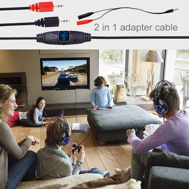 Til  ps4 pc gaming headset computer gamer kablede hovedtelefoner med mikrofon led bas hjelm musik bas børn høretelefon telefon bærbar