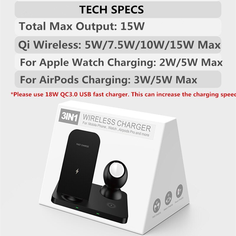 Per iPhone caricabatterie Wireless Stand 3 in 1 ricarica rapida per Apple iPhone 12 11 X XS XR Watch 6 5 4 3 AirPods Pro Wireless Charge