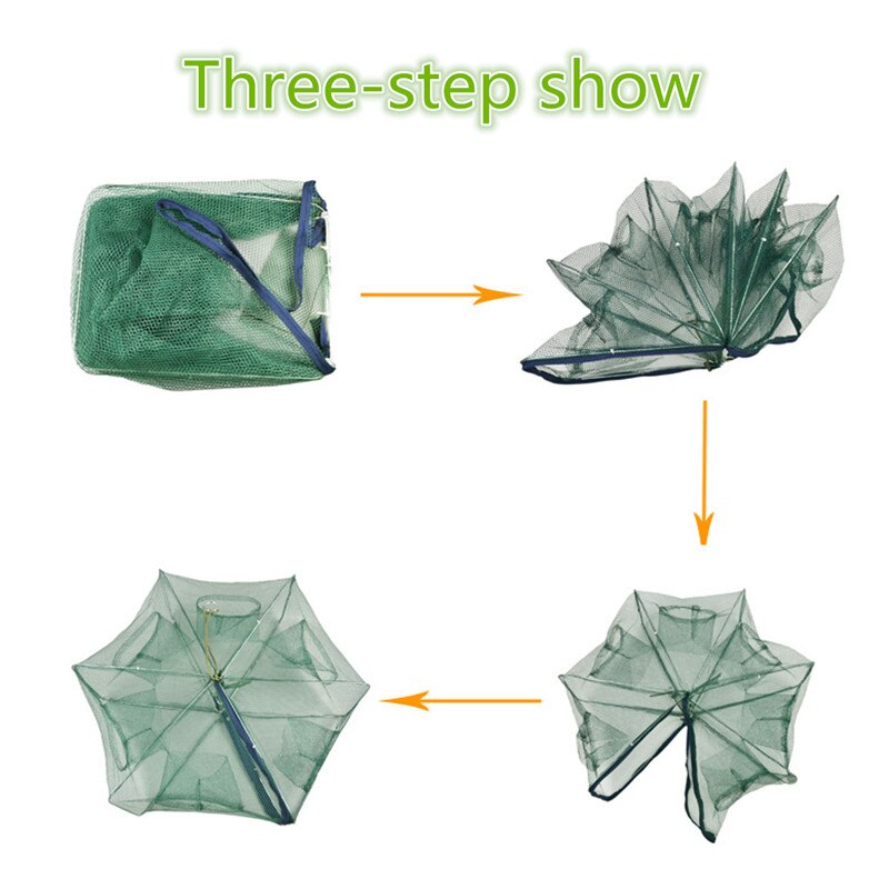 Foldable Fishing Net Crab Trap Cast Dip Cage Fishing Bait Fish Minnow Crawfish Shrimp 6 Imports Nylon Pot Nets