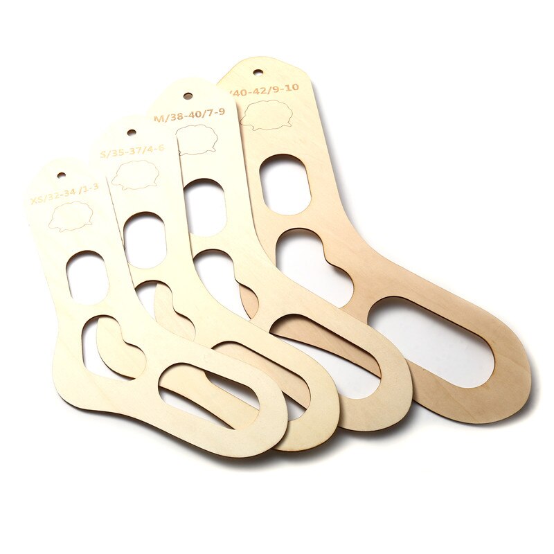 2PCs Natural XS-L Wood Sock Blocker DIY Xmas Socks Knitting Sock Forms Blocking Knitting Tools Accessories For Beginners