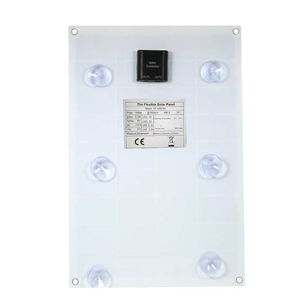 Batería de Panel Solar Flexible de 10W y 18V, salida Dual de energía Solar con interfaz USB, sistema de Panel Solar de alta tasa de conversión