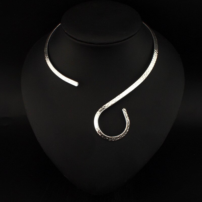 Manilai grande moda punk gargantilha colares maxi jóias de metal torques gargantilha gargantilha gargantilha colar de babador feminino colares collier femme: Silver