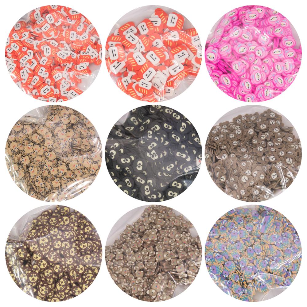 30g Auge Pilz Nette Bär Fisch heiser bilden Polymer Ton Scheiben Streusel für Handwerk Machen DIY Schlamm zu Filtern Acryl Harz füllstoff