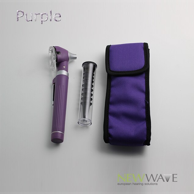 ENT 12 colores PRO-Fiber optic L.E.D portátil Otoscopio auriscope Cuidado del oído kit de diagnóstico + estuche protector CE