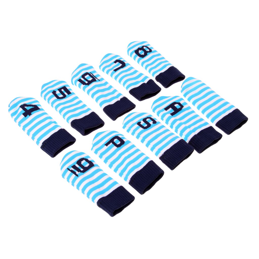 10 Pieces Knitted Golf Iron Head Cover Set Club Putter Headcovers: Light Blue