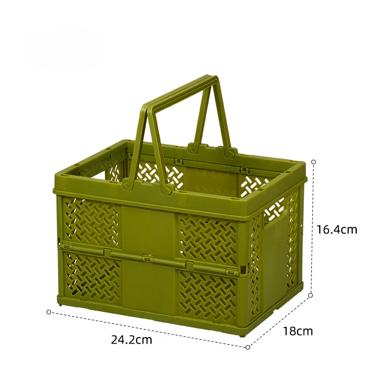 Desktop Portable Folding Storage Basket Organizer Mini Makeup Storage Box Multifunctional Snack Supermarket Shopping Basket: Orange