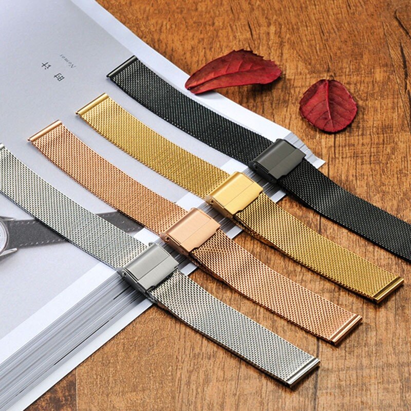 14 mm riem mesh horlogeband dames heren armband roestvrij staal geweven gaas vervanging metalen accessoires 10-24 mm gereedschap