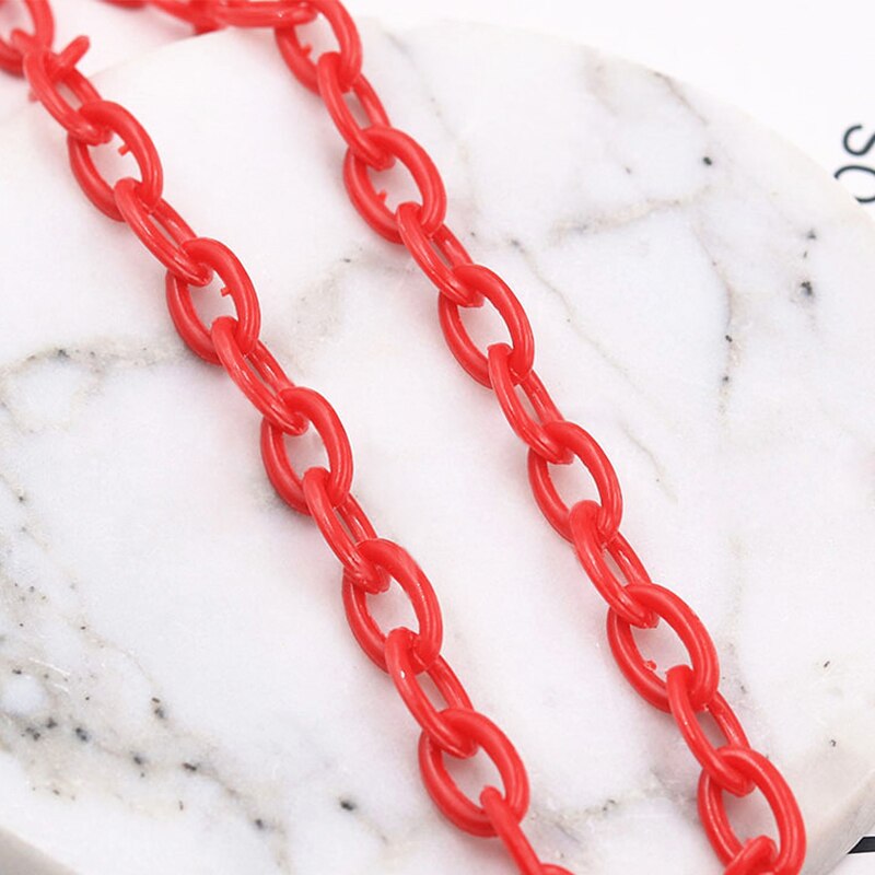 DoreenBeads Bunte Kunststoff Geschlossen Gelötet Link Kabel Kette Oval DIY Herstellung Von Schmuck Erkenntnisse 13x8mm, 42cm Lang, 2 PCs: Red