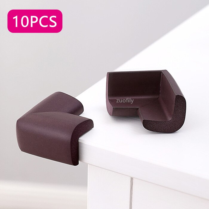 Protecteur d'angle de Table pour bébé, 10 pièces, housse de Protection de coin de meuble, bord droit doux, Protection de bord de Table pour bébé: Brown