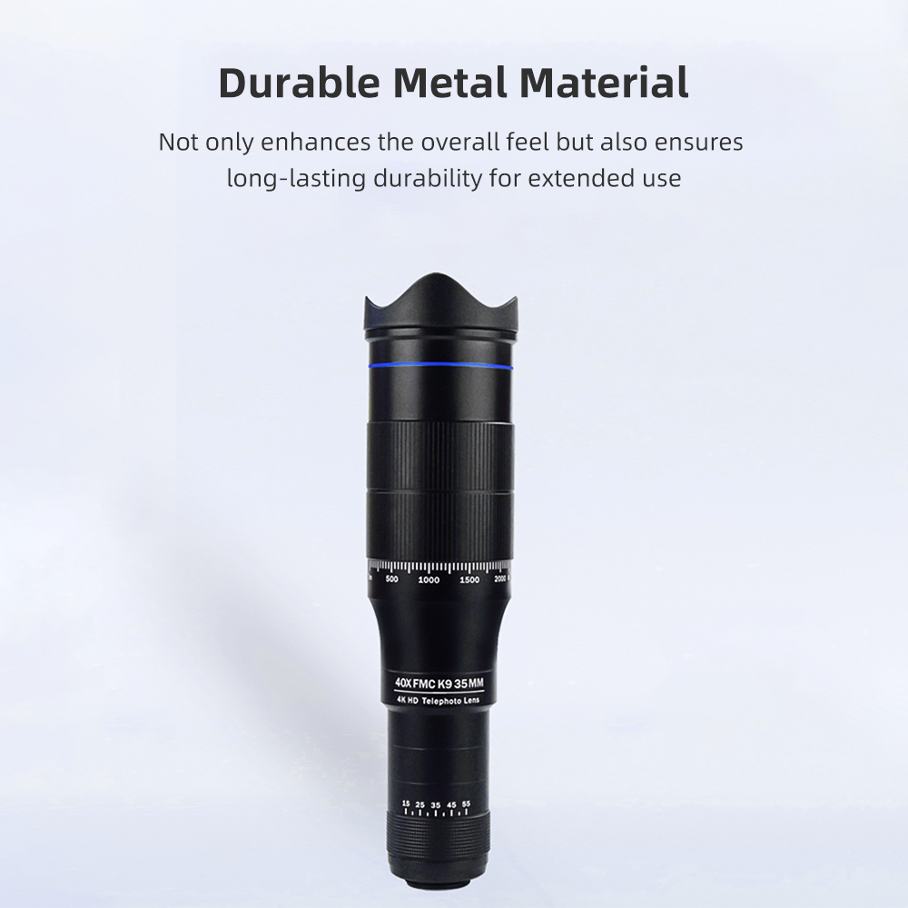 40X Mobile Phone Telephoto Lens Kit Lens Clip+Extendable Mini Tripod Remote Shutter for Wildlife Observation Watching Moon