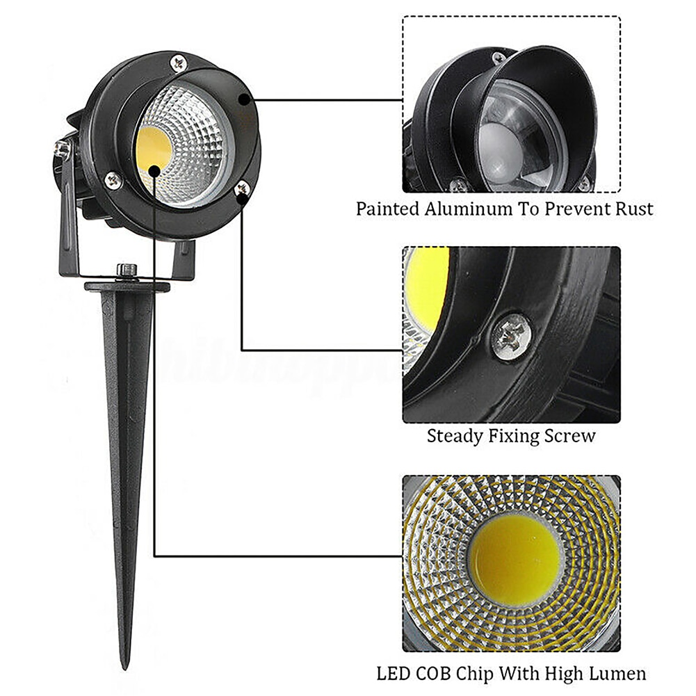 Utendørs ledet hage plenlys 10w landskapslampe pigg vanntett  ip65 ac110-240v dc12v kolbe rgb hage sti vei plen spotlights