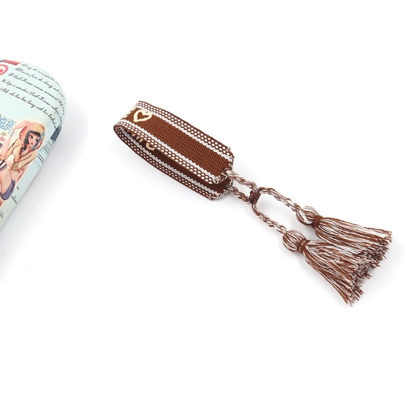 3XUA Bohemen Borduurwerk Geweven Kwastje Armbanden Handgemaakte Verstelbare Touw Gevlochten Armband Voor Vriendschap Etnische Kerstcadeau