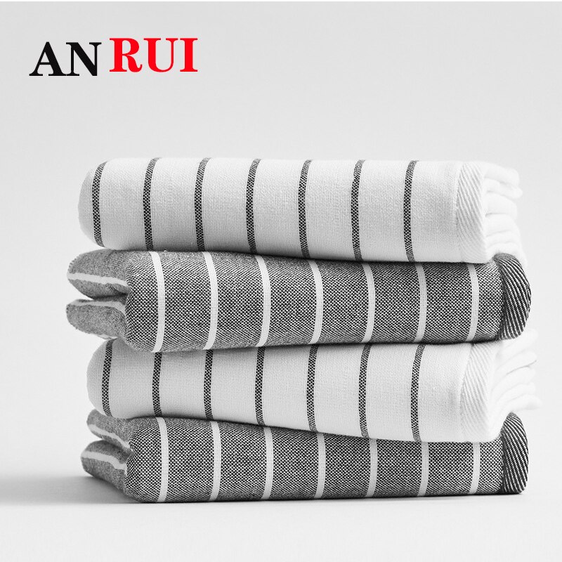 Anrui 34*74Cm 100% Gaas Katoen Gestreepte Vlakte Handdoek Volwassen Wassen Handdoek Katoen Paar Handdoek