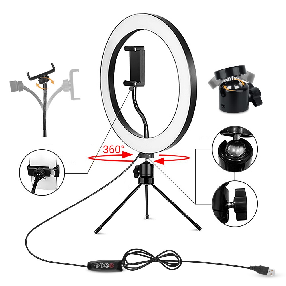 2x LED Selfie Ring Light - 10 Inch - with Stand - for Video Photo Photography Live Stream Makeup