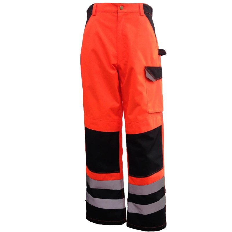 Work Uniform Bottoms Safety Cargo Pants Striped Reflective Pants Mens Working Trousers Patchwork Hi Vis Workwear: Orange / 4XL