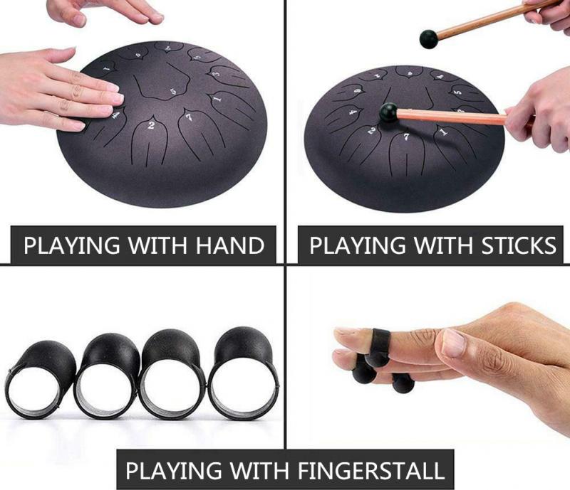 Tongue Drum 6 Inch Steel Tongue Drum 8 Tune Hand Pan Drum Tank Hang Drum With Drumsticks Carrying Bag Percussion Instruments #ED