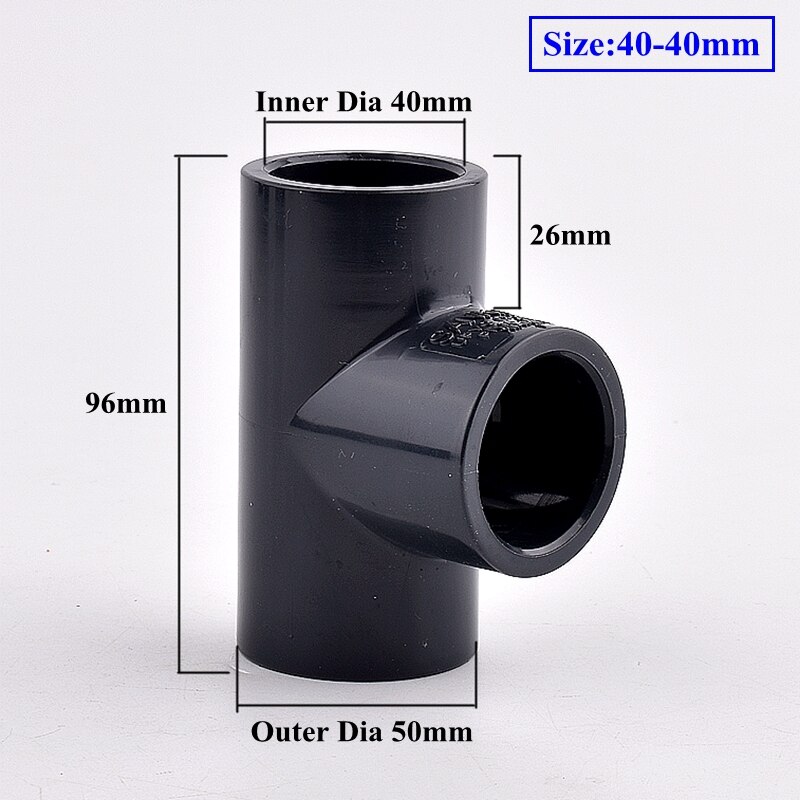 1~3pcs I.D 20~160mm UPVC Tee Pipe Connector Garden Watering Greenhouse 3 Way Water Tube Joint Fittings Irrigation System Adapter: Inner Dia 40mm