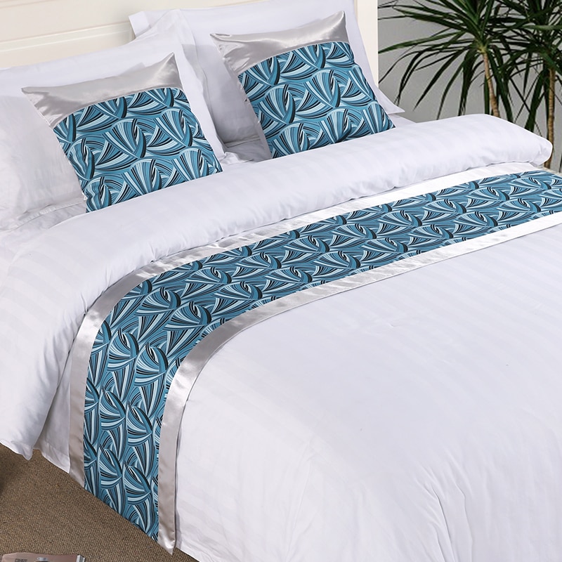 Rayuan blå blommig b polyester överkast säng löpare kasta sängkläder enkel queen king size svans handduksskydd hem hotell inredning