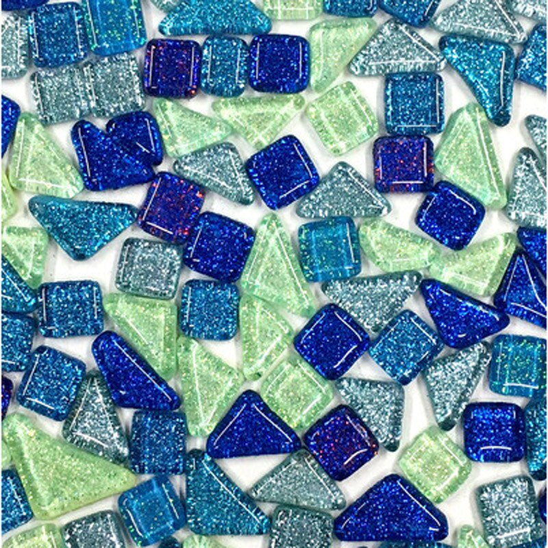 120 g/Set colorido brillante de cristal material para hacer manualidades uno mismo azulejos de mosaico a granel decorado a mano arte de mosaico haciendo: Blue Glass