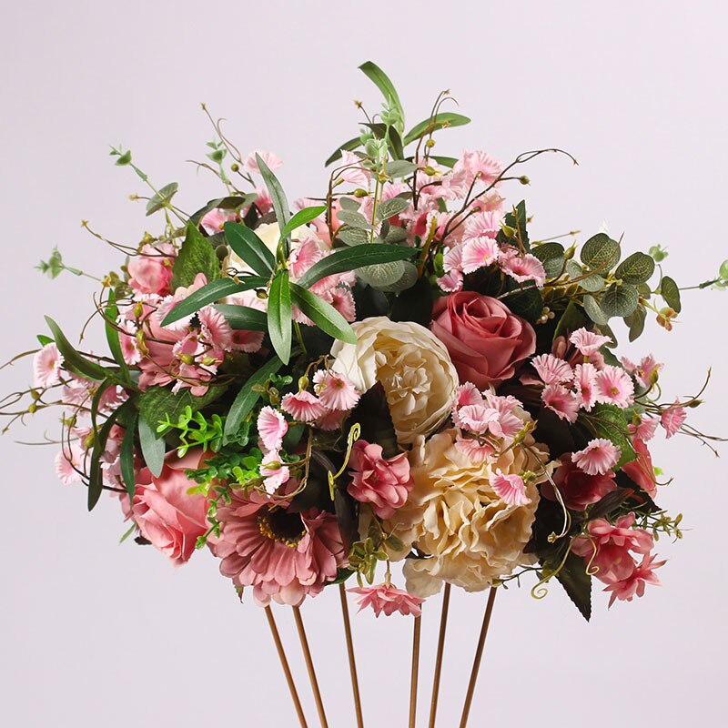 DIY wedding table centrepieces artificial flower ball backdrop wedding decor road lead wall hotel shop party silk flowers: Pink