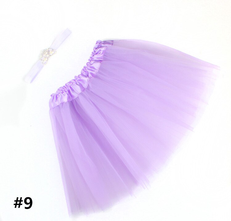 Kroon Haarband Baby Pak Kinderen Tutu Rok Haarband Pak Baby Fotografie Gaas Rok Infant Tulle Rok: Lavendel