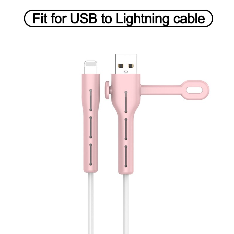 Kabel ładujący Protector do słuchawek iPhone uchwyt do kabli danych opaski do kabli winder Clip ładowarka przewód do zarządzania kablami organizer: USB to L-Pink
