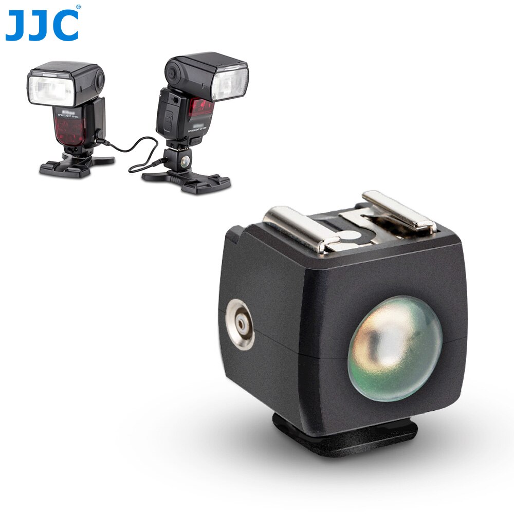 JJC-disparador óptico de Flash esclavo, ISO 518 adaptador inalámbrico, sincronización de zapata con toma de PC, rosca 1/4 para Canon, Nikon y Sony