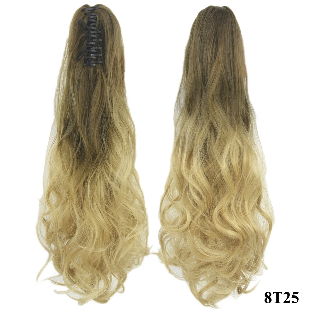 Soowee – Postiche Queue De Cheval synthétique à pince, 24 pouces, Extensions De cheveux ondulés gris ombré, Postiche Queue De Cheval: 1B/30HL