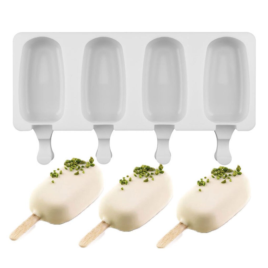 4 Cell Big Size Silicone Ice Cream Mold Popsicle Molds DIY Homemade Dessert Freezer Fruit Juice Ice Pop Maker Mould with Sticks