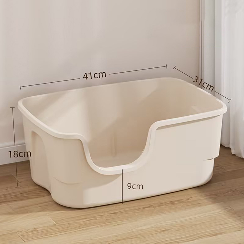 Litiera pentru pisici, ploscă, tavă mare pentru pisici, supradimensionată, ploscă, capacitate mare, semi-închisă, din plastic anti-stropire, toaletă pentru pisici, articole pentru animale de companie: Galben deschis