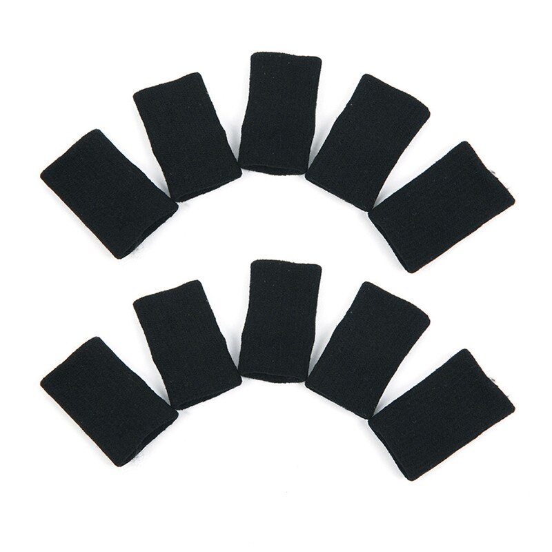 10 pçs/set Basquete Bandas Stretchy Proteção Protetor Guardas de Mão Cobre Esporte Dedo Flexível Capa Protetora: Preto