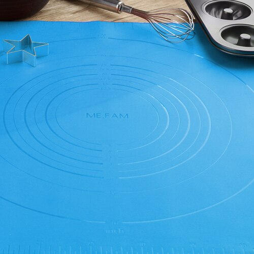 Me. fam Grote Maat 60X50 Cm Rimpelingen Siliconen Bakken Mat Antislip Hittebestendigheid Kneden Deeg Placemat non-stick Gebak Pads: Blue 1 Pieces