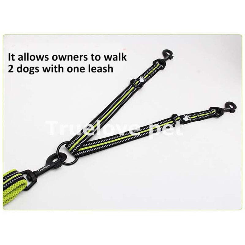 Truelove Reflecterende Verstelbare Dubbele Hondenriem Voor Twee Honden Wirwar Gratis Dubbele Hond Coupler Voor Wandelen En Training Twee Honden