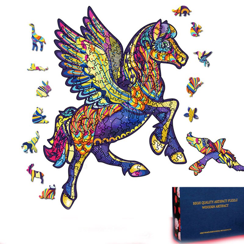 For Adults Kids Toys Cartoon Cat Head Eagle Hippo Panda Irregular Wooden Three-Dimensional Animal Puzzle 300 Pieces