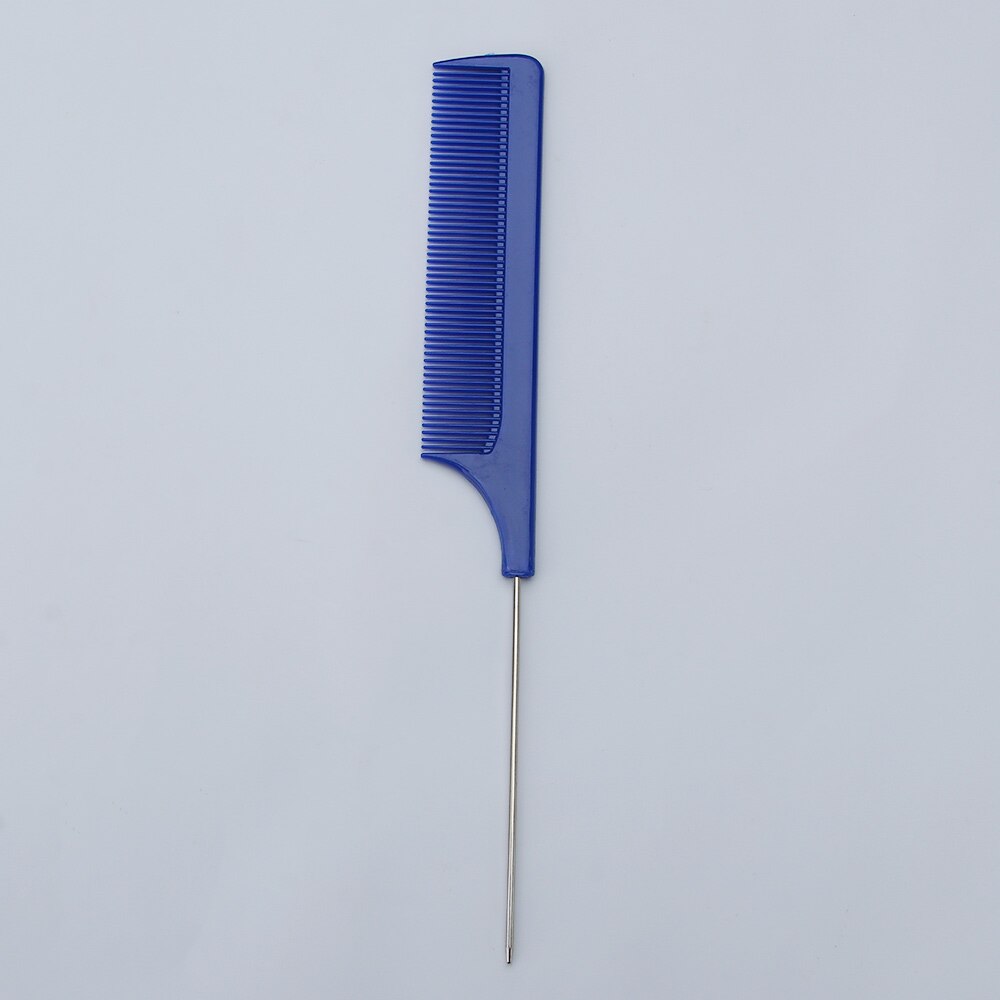 Fine-tooth Hair Comb with Stainless Steel Rat Tail Woman Anti-static Hairbrush Hairdressing Styling Tool: dark blue
