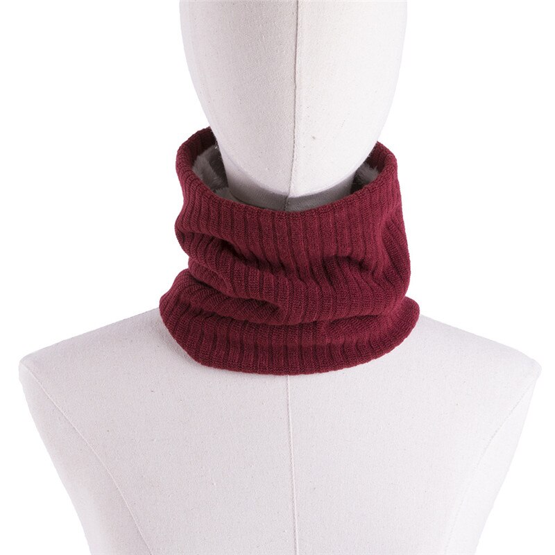 Unisex Winter Jongens Meisjes Vrouwen Mannen Warme Gebreide Sjaals Kids Fluwelen Elastische Uitlaten Kinderen Halswarmer Haak Baby Sjaal: wine red