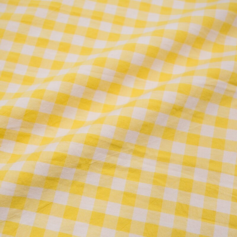 Waschen Reiner Baumwolle 100% Stoff für Bettwäsche Decke Abgedeckt Kleidung Shirt Netz gestreift Plaid Tuch Brokat NäHenne Diy 50x250cm: klein Gelb Netz