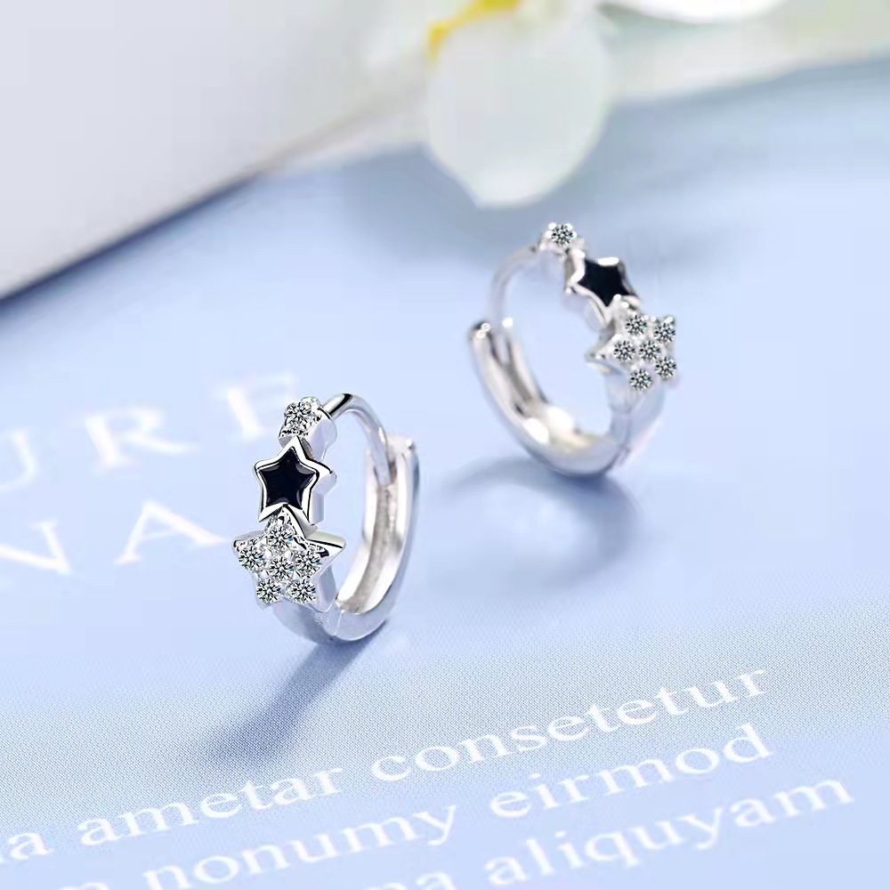 Baby Princess Blue Crystal Zircon orecchino a cerchio a stella carino per bambina ragazza donna bellissimo anello Huggies orecchino corea gioielli Arete: B0246
