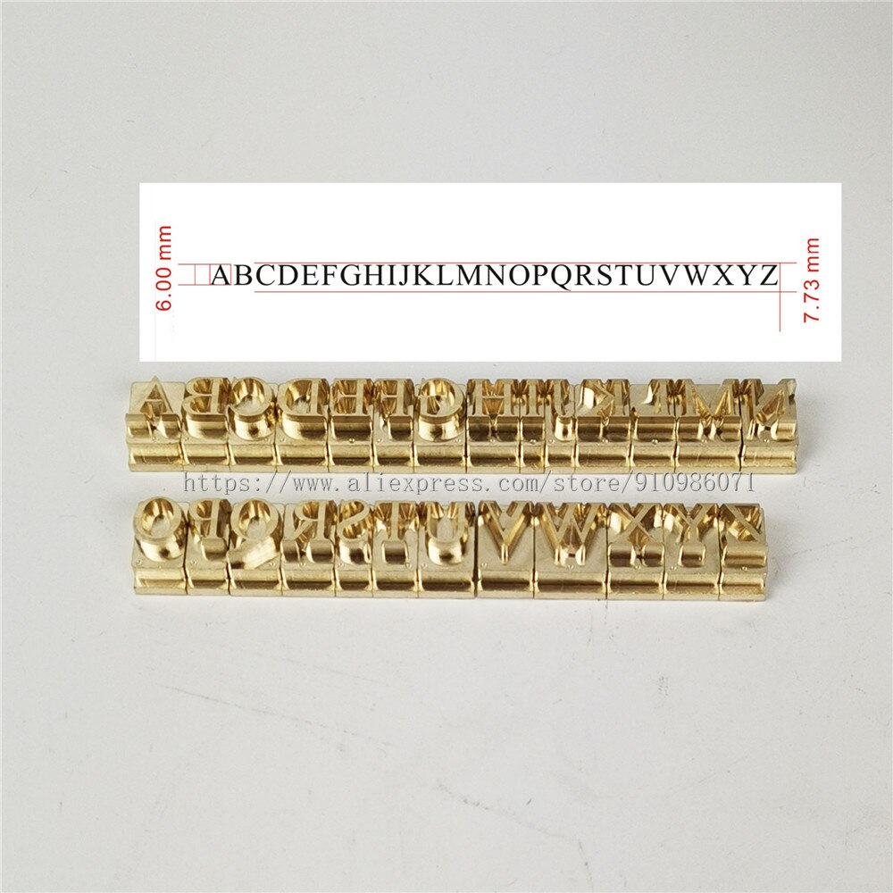Time Roman font style brass foil stamping letters ,based on "A" height 6mm