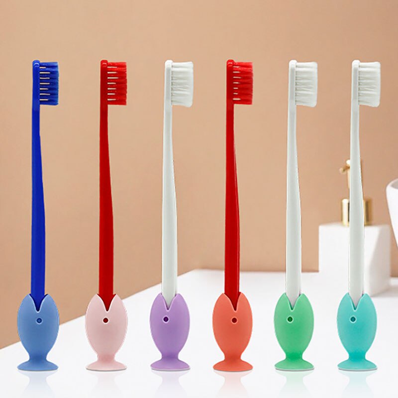 Cute Cartoon Fish Silicone Toothbrush Holder,45mm Mini Toothbrush Base Bathroom Toothbrush Storage Tool Toothbrush Bracket