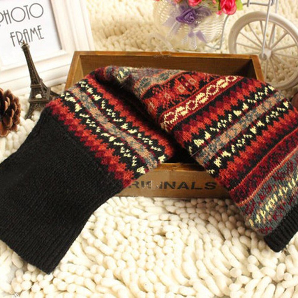 Japanese Style Winter Over Knee Long Knit Cover Crochet Leg Warmers Legging Chic Warm Striped Thigh Legwarmers: black