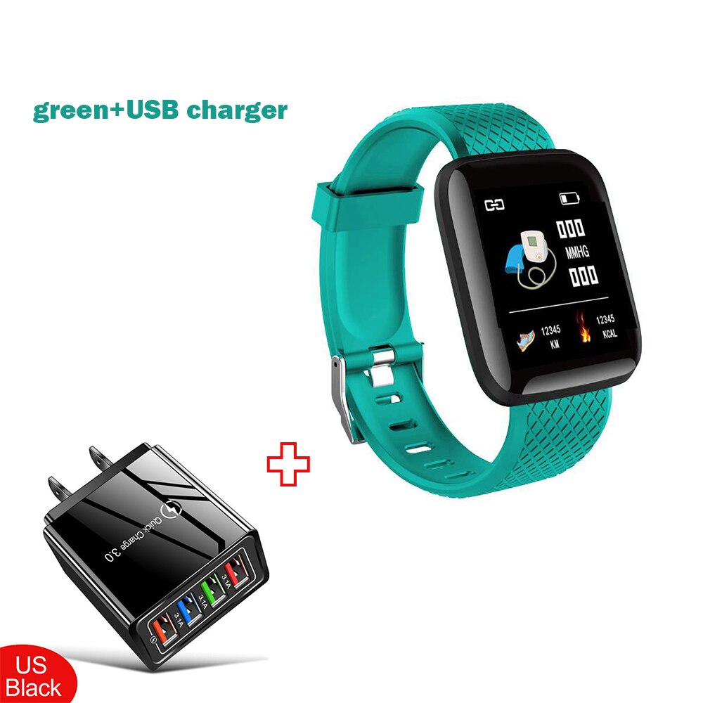 2020 New Smart Watch uomo Fitness bracciale orologi da donna monitoraggio della frequenza cardiaca orologio da polso elettronico Smartwatch magico per bambini: US charger green