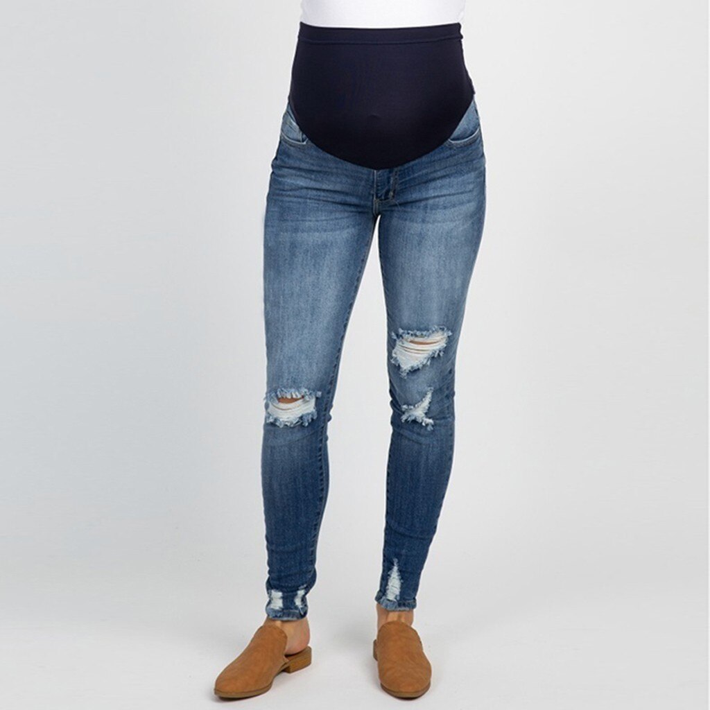 ARLONEET Pregnant Women Belts Waist stretch pants Ripped Jeans Maternity Pants Trousers denim Prop Support Belly Legging CN06