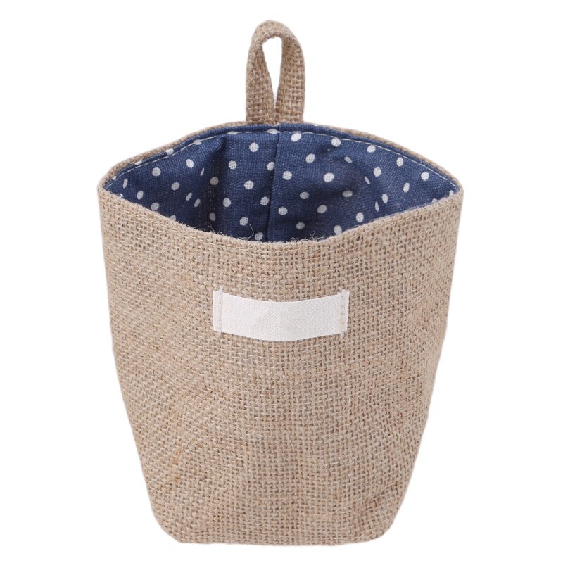 Retro Large Capacity Women Cosmetic Box Jute Cotton Linen Sundries Basket Cosmetic Cases Wall Hanging Make up Storage Bags Women: C
