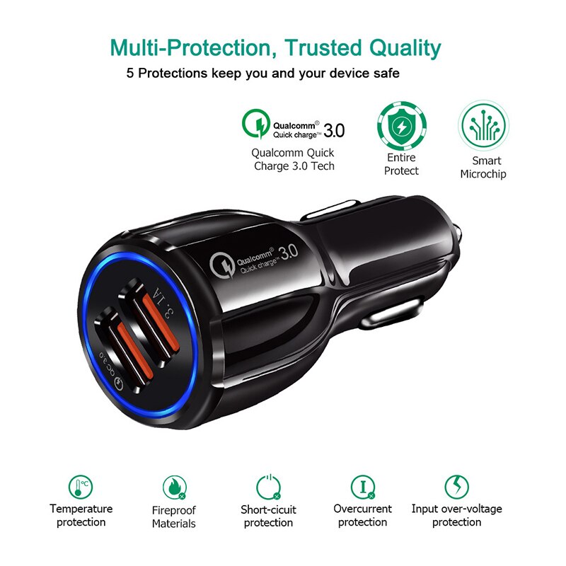 Quick Charge 3.1A 3.0 Dual Usb Car Charger Voor Samsung Xiaomi Huawei QC3.0 Qc Auto Tablet Pc Snel Opladen Adapter mobiele Telefoon