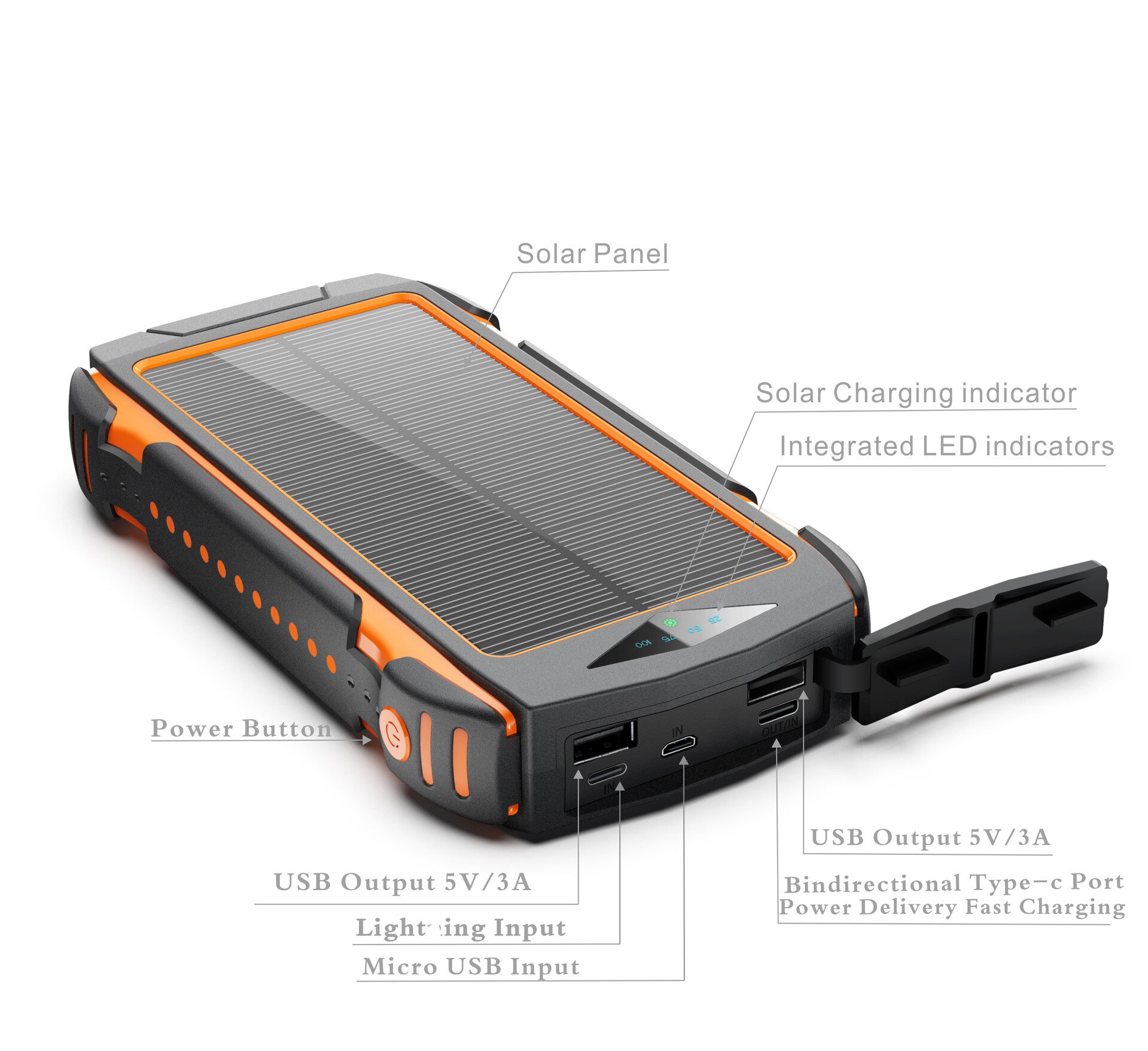 99000 mah solar-powerbank mit hoher kapazität , 2 usb-schnellladeanschlüsse, externer akku für reisen mit xiaomi und samsung