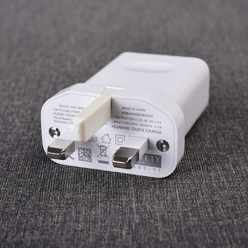 Original Huawei 9V 2A USB Schnelle Ladegerät EU UNS UK Stecker Schnell Adapter Für P9 P10 Plus/P20 p30 Lite/Nova 3 3e 4 4e 5 Honor 8 9 10 V9: UK Charger