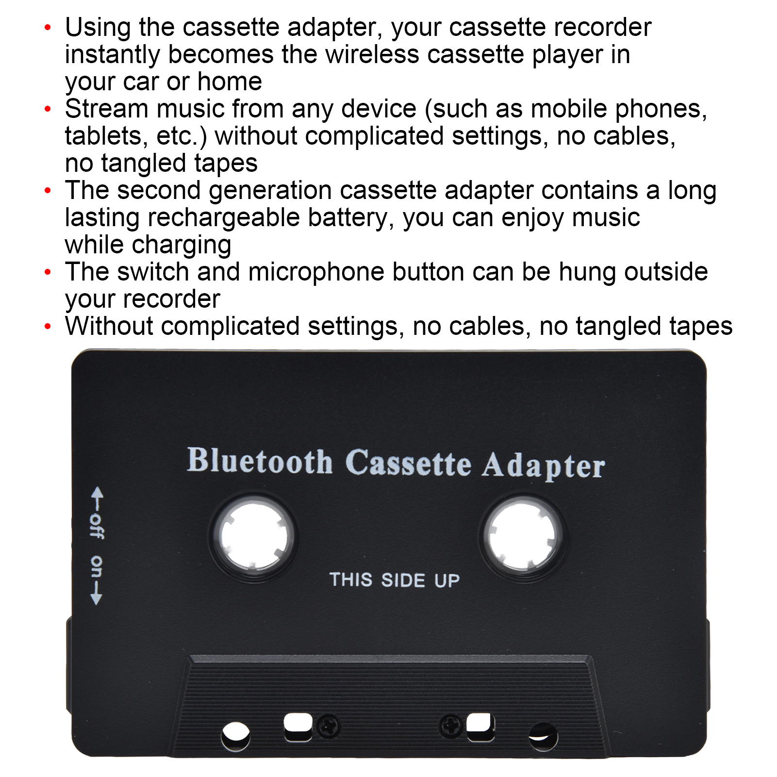 Kabelloser Auto kassetten spieler Adapter Auto kassetten empfänger konverter mit usb kabel ht